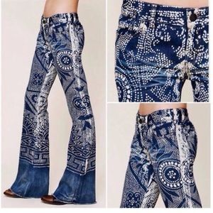 Free people print flare jeans. New with tags!